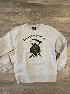 Undefeated Gray Crewneck with Green Skull Graphic